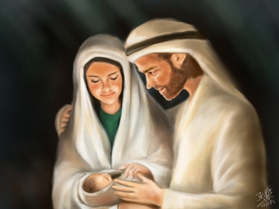 Illustrated with XStylus Touch on iPad| Mary, Joseph and Baby Jesus by David Chong